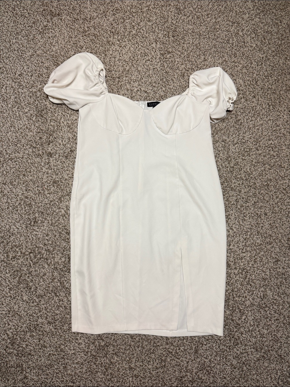 Eloquii Ivory Puff-Sleeve Mini Dress
